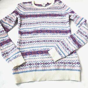 Vineyard Vines Women's Size Small Fair Aisle Sweater White Pink Alpaca